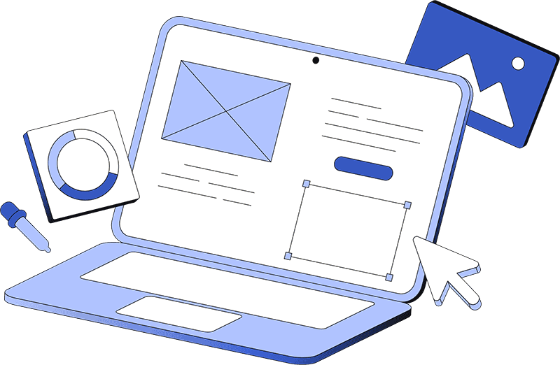 web design and UX UI elements on laptop screen KINDRATECH